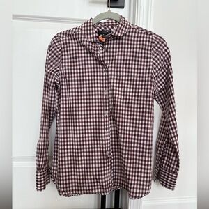 J. Crew Burgundy and White Checkered Shirt